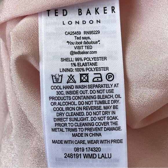 TED BAKER  Dress Woman Urban Printed Fluted Hem Short Sleeve Mini Dress - Picture 6 of 14